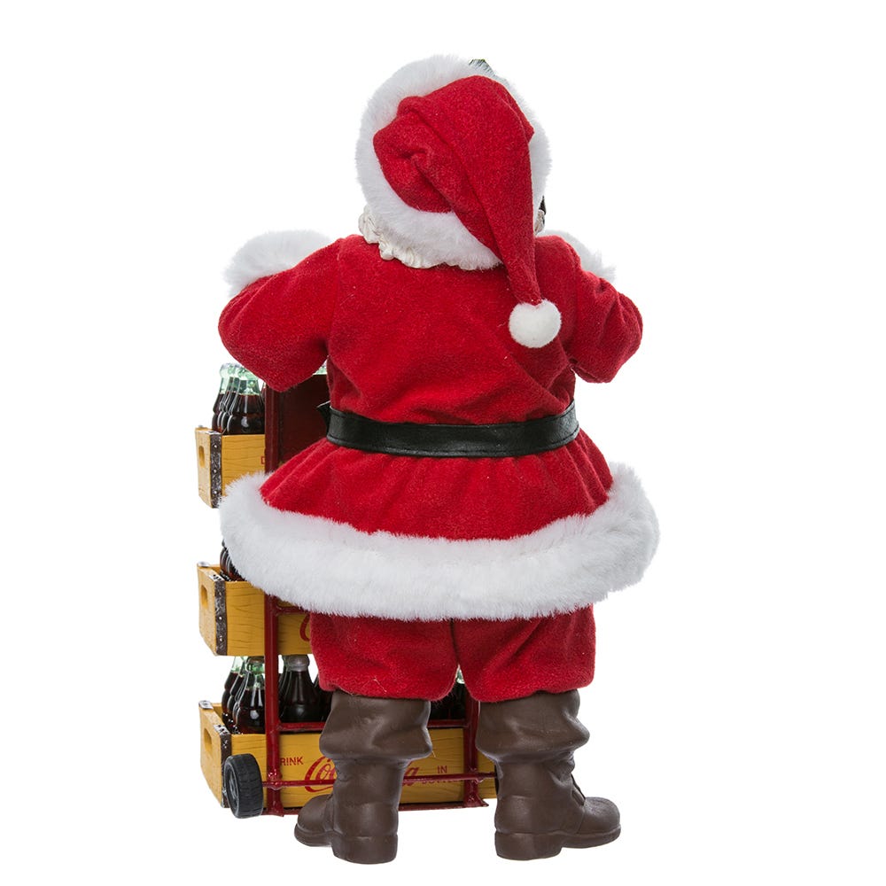 Kurt Adler 10.5-Inch Coca-Cola Santa with Delivery Cart Set of 2 Pieces